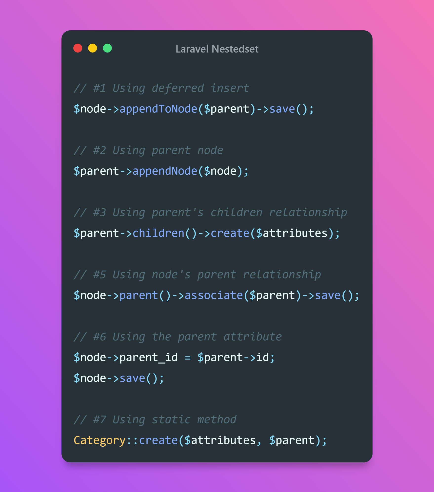 Laravel Nestedset